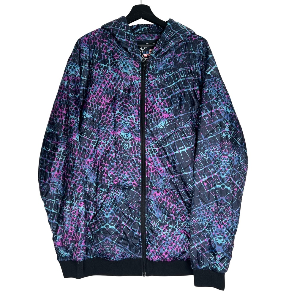 Woobie Official Mens Large Quilted Ripstop Nylon Hooded Jacket Abstract Print